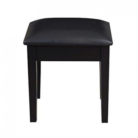 Oak 09 : Ghế Đôn Gỗ Sồi Mặt Nệm - Da Pu Đen
